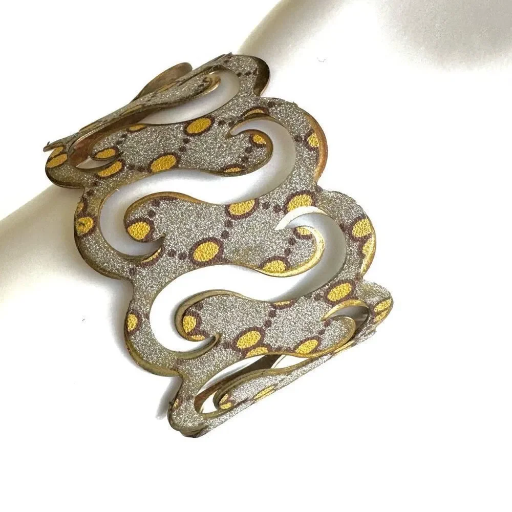 Silver gold wide cuff bracelet silver gold